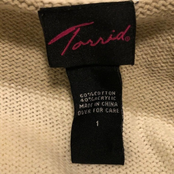 TORRID Size 1 Off White & Gray Striped Sweater with Hood Cardigan - Picture 7 of 9